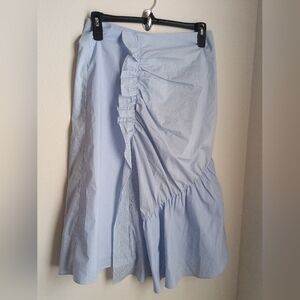 Trouve Skirt Women M Blue & White Asymmetrical Pin Stripe Cottagecore Versatile